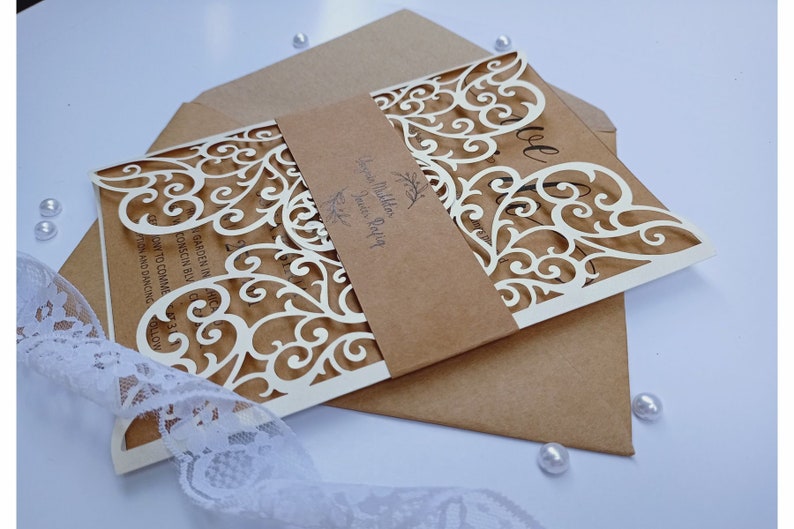 Gatefold invitation Laser Cut Pocket Laser Cut Invitation Etsy