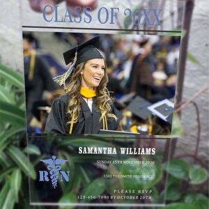 Graduation Party Invitation with Envelopes | Class of 2025 Clear Invites with Photo - Personalized Modern Design for Seniors