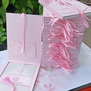 50th Birthday Invitation with Blush Pink Luxury Boxes | Classy Quinceañera Invites | Vintage Monogram Box Designs