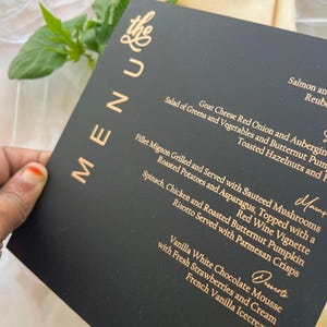 Modern Acrylic Wedding Menu | Custom Dinner Menu Cards for Weddings & Quinceanera – From Classic Elegance to Chic Contemporary!