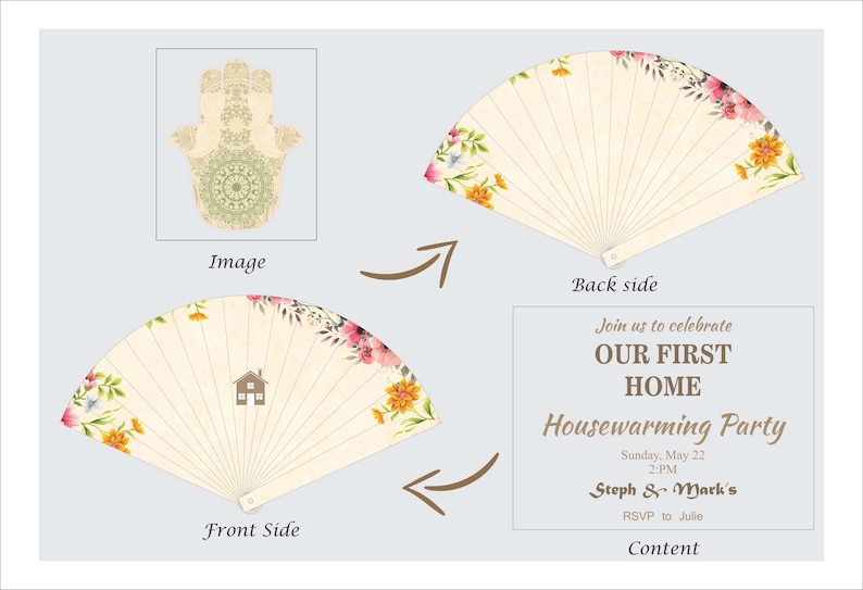 GRAB YOUR OFFER Housewarming Personalized Hamsa Hand Fan Invitation with Box Halloween Birthday Gift Party FavorRustic Mystical Scary
