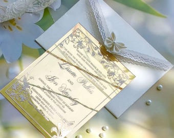 Ivory Lace Quinceañera Invitation Suite 2026 | Elegant Wedding Custom Invite | Old Money Romantic Garden Theme | Soft Luxury Neutral Color