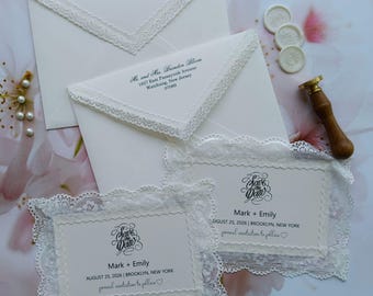 Save the Date Invitations with Lace Envelope & Wax Seal | Handmade Invites | Despedida de Soltera Invitation | Wedding 2026