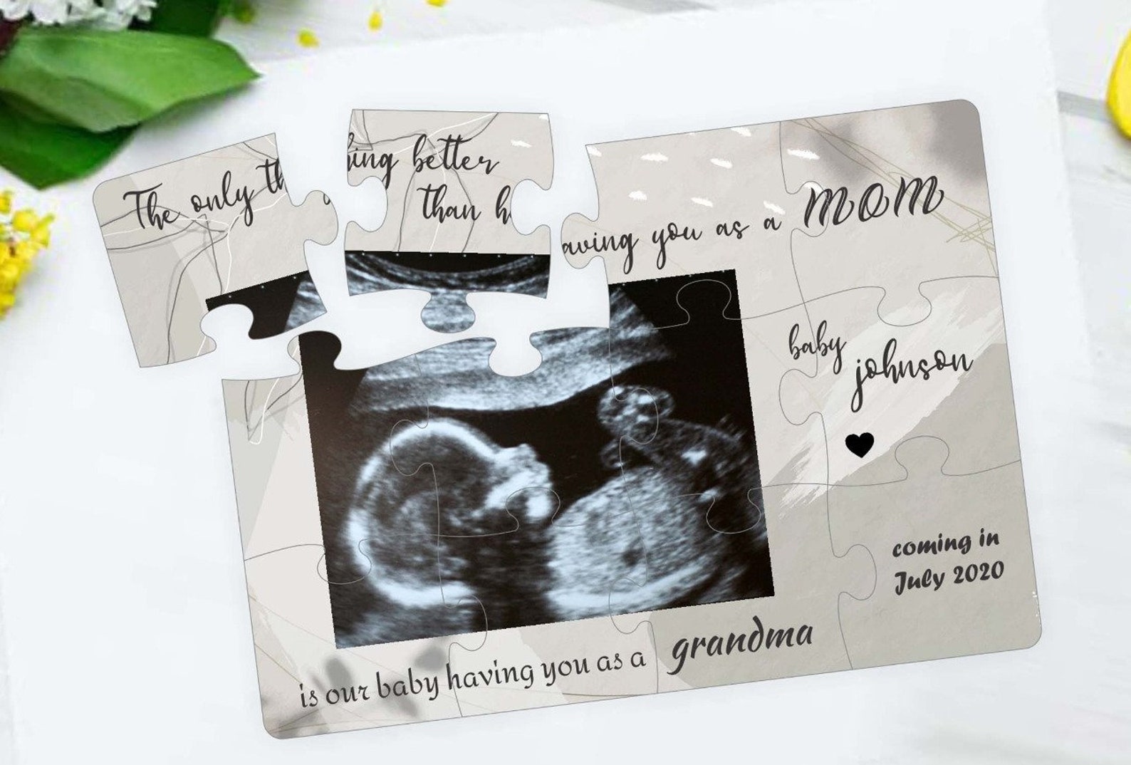 Acrylic Pregnancy announcement Puzzle Card Baby Expecting Etsy