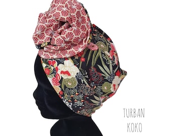 Maxi turban, adjustable wire headband turban for women Japanese flowers KOKO