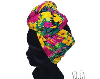 Half Turban, modular wire headband reversible turban colored yellow pink SOLÉA