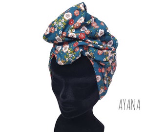 Maxi turban, bandeau fil de fer modulable turban femme fleurs japonaises AYANA