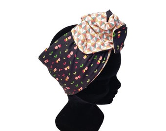 Large hair band, rigid reversible wired headband colorful apples and graphics