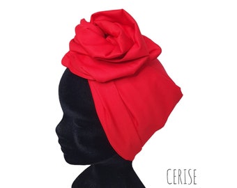 Maxi-Turban, modulares Draht-Stirnband, Damen-Turban aus Baumwollpopeline, schlichtes Rot CERISE