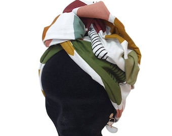Maxi turban, bandeau fil de fer modulable turban femme motifs colorés AYO