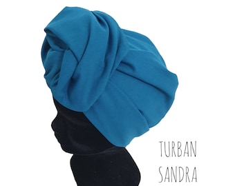 Maxi turbante, diadema modular de alambre turbante liso de mujer Azul petróleo SANDRA