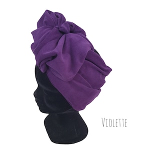 Fine corduroy half-turban, adjustable wire headband turban VIOLET