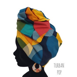 Maxi turban, adjustable wire headband turban for women with colorful POP patterns