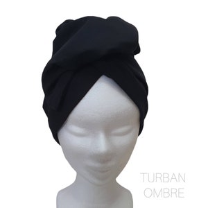 Maxi turban, bandeau fil de fer modulable turban femme coton popeline uni noir OMBRE image 1