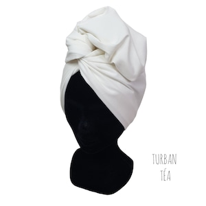Maxi turban, adjustable wire headband, women's turban, plain cotton poplin, ecru white TÉA
