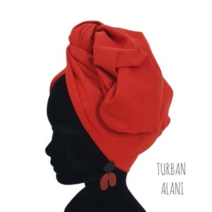 Maxi turban, modular wire headband women's plain orange brick turban ALANI