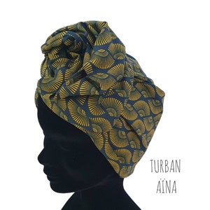 Maxi turbante, diadema de alambre ajustable turbante mujer abanicos amarillos fondo marino AÏNA imagen 1