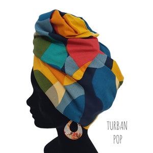 Maxi turban, modular wire headband turban for women with colorful POP patterns