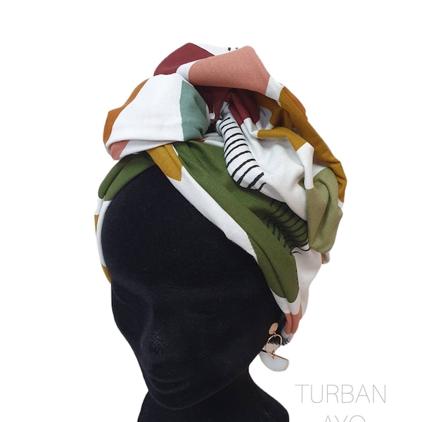 Maxi turbante, turbante a fascia regolabile da donna con motivi colorati AYO