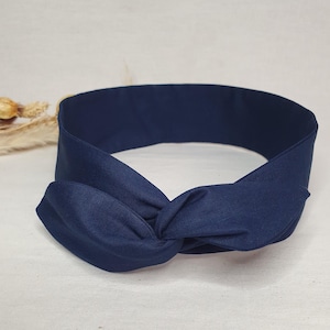 Rigid wire headband, women&#39;s headband, plain navy blue modular headband