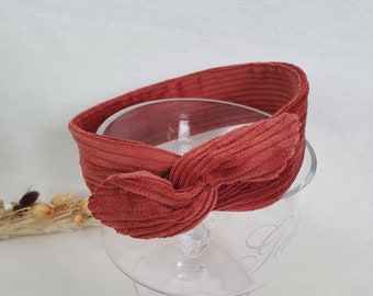Starres Haarband, Stirnband aus Cord, Ziegelorange