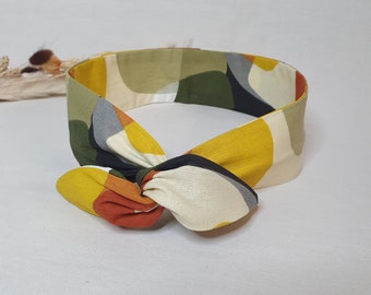 Rigid hair band headband reversible wire patterns colorful sixties