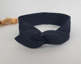 Bandeau cheveux rigide headband fil de fer uni noir