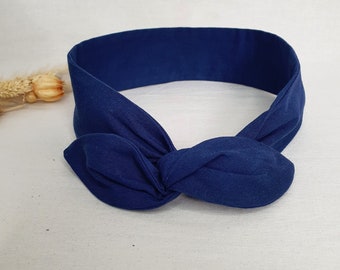 Rigid hair band headband plain navy blue wire