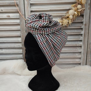 Maxi turban, bandeau fil de fer modulable turban femme tartan LOUIS image 2