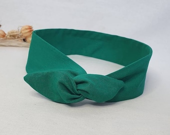 Rigid hair band headband plain green wire