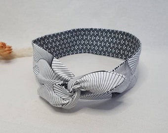 Bandeau cheveux rigide headband fil de fer réversible noir et blanc