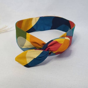 Bandeau cheveux rigide headband fil de fer réversible motifs coloré sixties image 1