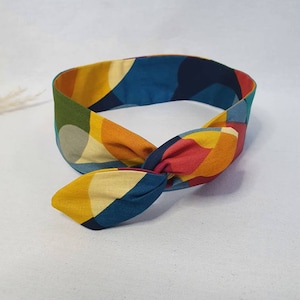 Rigid hair band reversible wire headband colorful sixties patterns