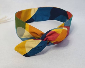 Rigid hair band headband reversible wire patterns colorful sixties