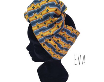 Medio turbante, diadema de alambre modular turbante patrones coloridos años setenta EVA