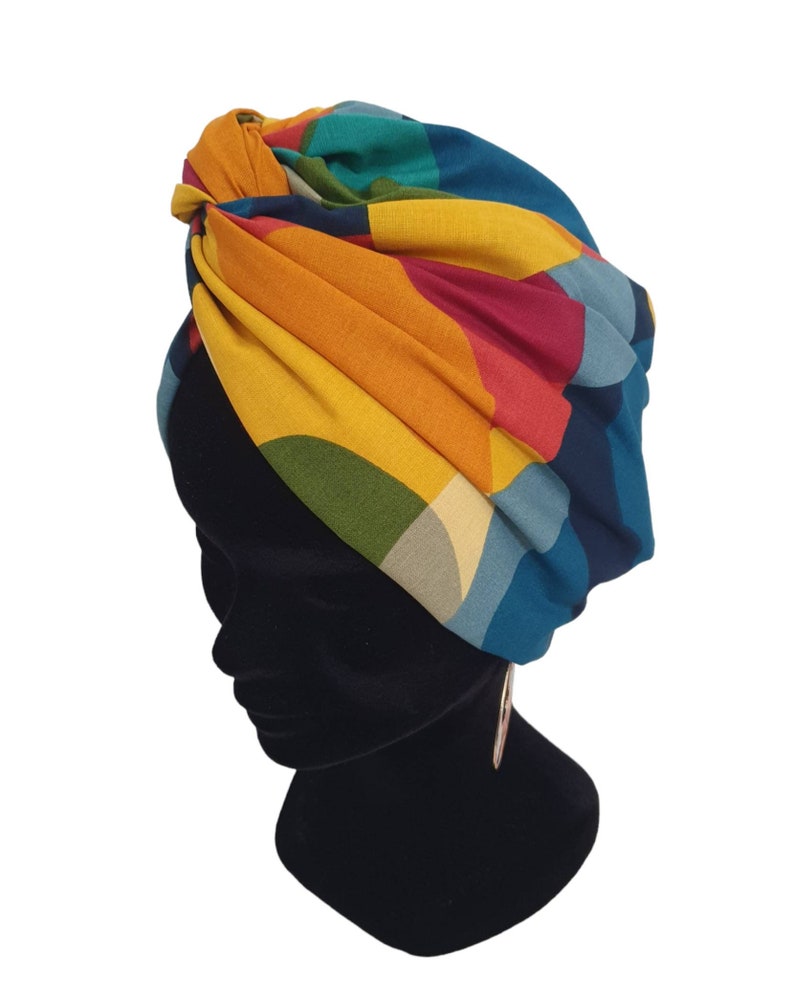 Maxi turban, bandeau fil de fer modulable turban femme motifs colorés POP image 6