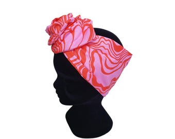 Rigid hairband, wire twist headband, frame headband, women's headband, large pink orange headband