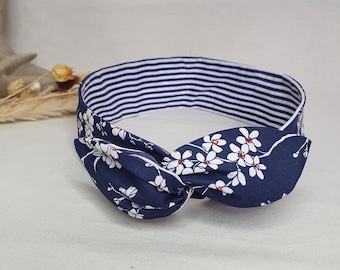 Women's headband, rigid wire headband, adjustable women's headband, blue headband, handmade headband