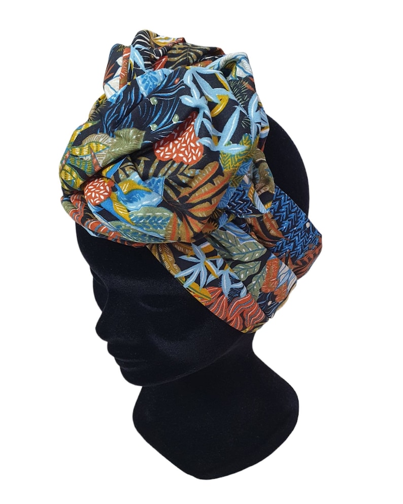 Demi-Turban, bandeau fil de fer modulable turban fleuri exotique ZIA image 3