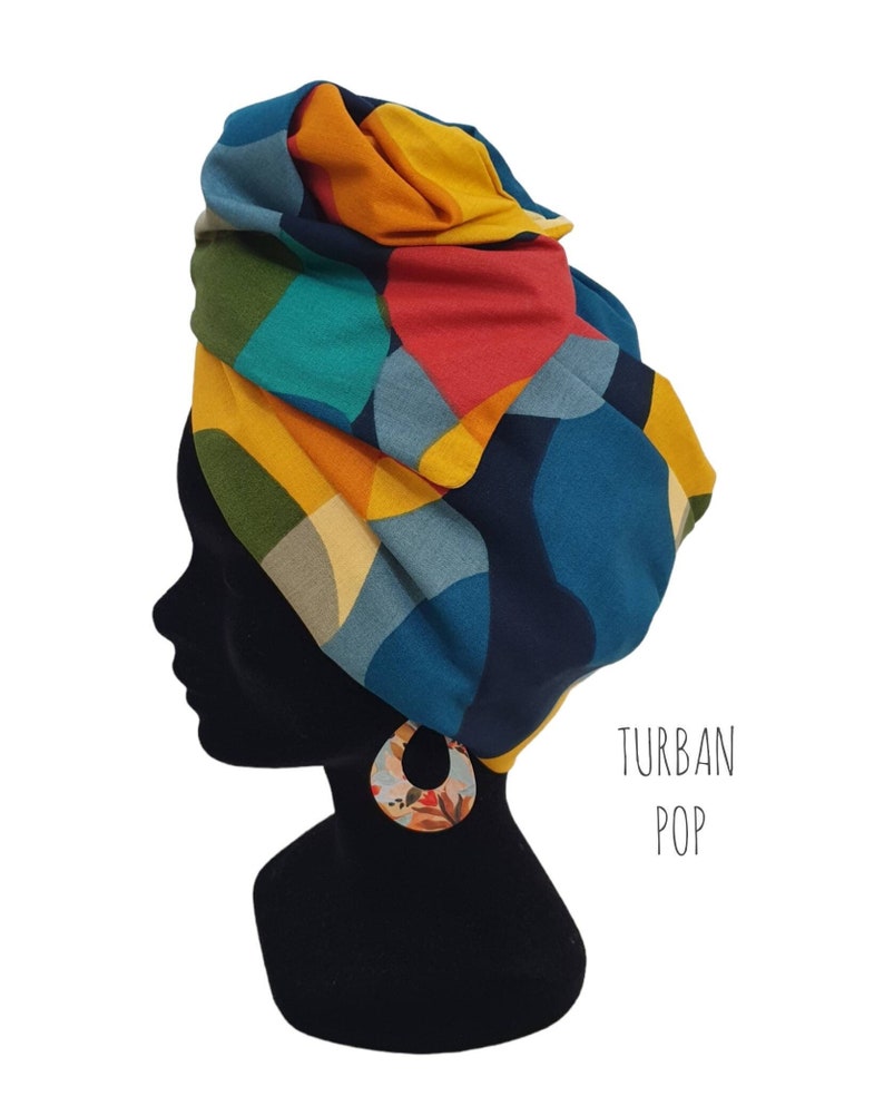 Maxi turban, bandeau fil de fer modulable turban femme motifs colorés POP image 1