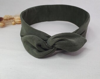 Starres Haarband Stirnband Feincord Draht khaki grün