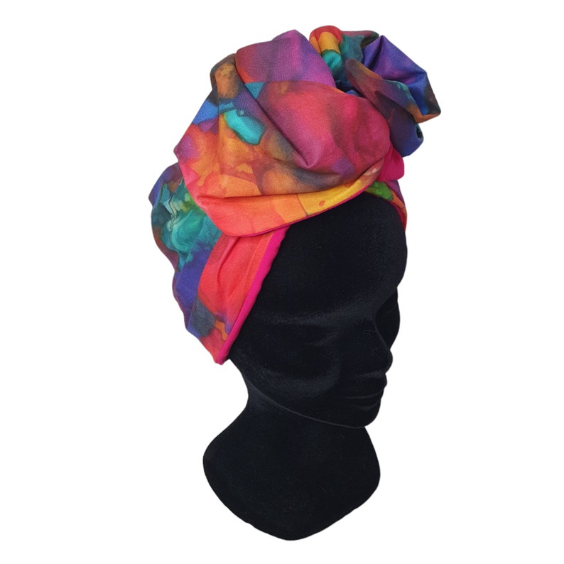 Maxi turban, bandeau fil de fer modulable turban femme motifs encre multicolore OLGA image 5