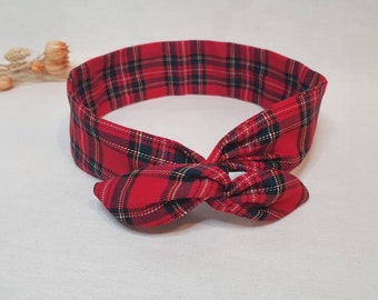 Bandeau cheveux rigide headband fil de fer tartan écossais