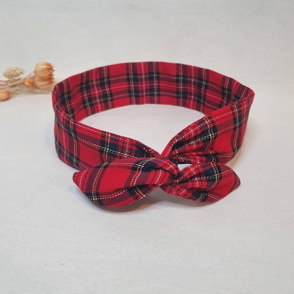 Bandeau cheveux rigide headband fil de fer tartan écossais