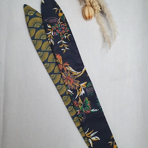Bandeau cheveux rigide headband fil de fer réversible éventails jaunes et fleuri multicolore image 7
