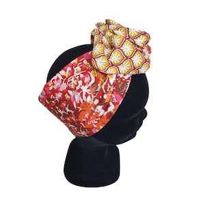 Large hair band, women&#39;s rigid headband, adjustable headband, reversible yellow and red colored wire headband