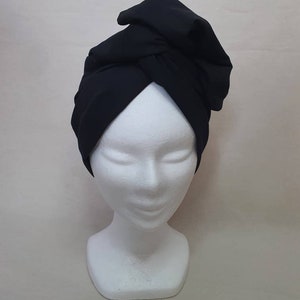 Maxi turban, bandeau fil de fer modulable turban femme coton popeline uni noir OMBRE image 5