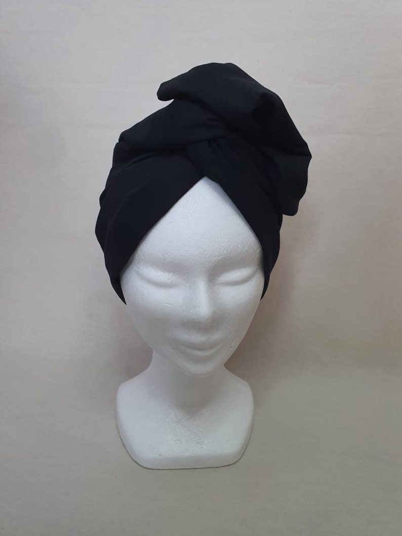 Maxi turban, bandeau fil de fer modulable turban femme coton popeline uni noir OMBRE image 5