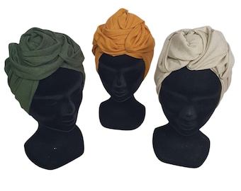 Women's linen/viscose turban, easy-to-wear turban, elegant hair accessory, turban with adjustable frame, chemo turban