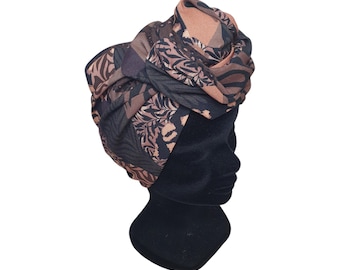 Turban femme à enfiler, turban bonnet, turban filaire modulable, turban chic imprimé  esprit safari